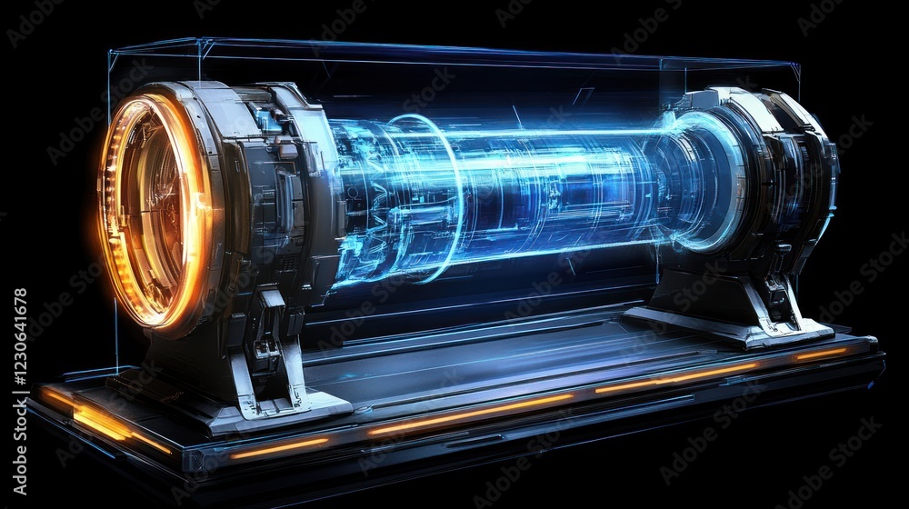 Poster Futuristic Energy Core Displayed in Transparent Case