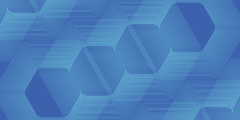 Fototapeta premium Modern abstract blue background with glowing geometric lines. Blue gradient hexagon shape design. Futuristic technology concept.