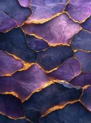 Fototapeta premium Purple gold cracked stone texture background design
