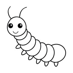 cute caterpillar vector illustration line art on a white background