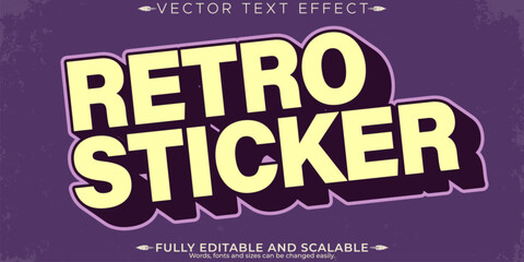Retro sticker text effect, editable 70s and 80s text style