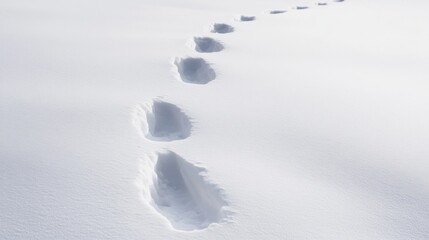 Footprints winding through pristine winter snow