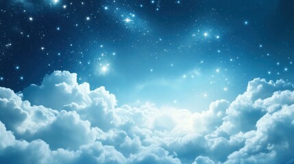 Celestial Cloudscape A Night Sky Filled With Stars