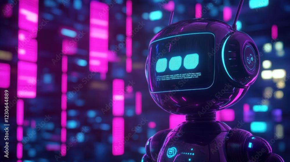 Poster ai-powered chatbot interacting with users on a website, conversational design interface, smart tech 