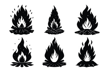 Bonfire, campfire vector illustration 6 bundle