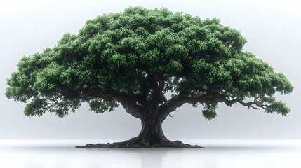 Obraz premium Pixel Art Green Tree on White Background