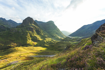 Panoramic view of Glencoe, near Fort William, Highland, Scotland, UK