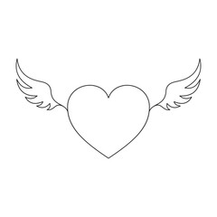 Obraz premium Love Heart with Wings in Simple Line Art Design