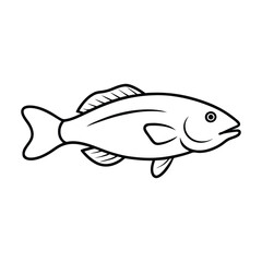 Snapper fish vector illustration line art on a white background