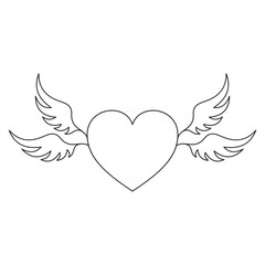 Obraz premium Love Heart with Wings in Simple Line Art Design