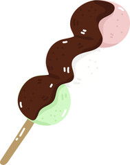 Illustration of dango.Japanese sweets