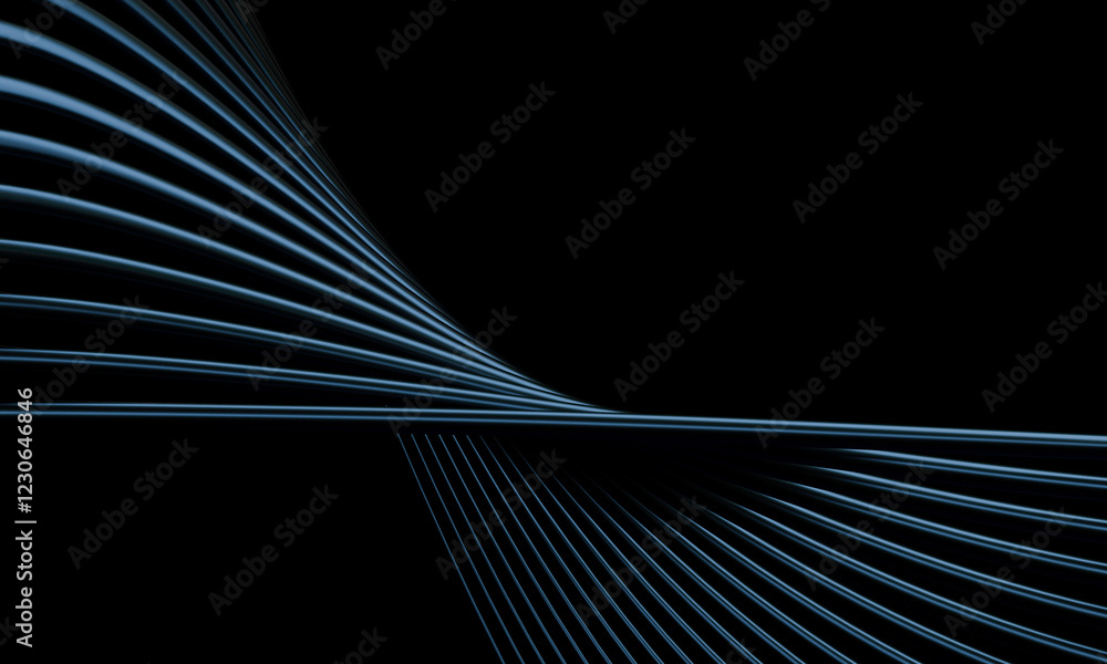 Poster abstract blue lines on dark background with dynamic flow