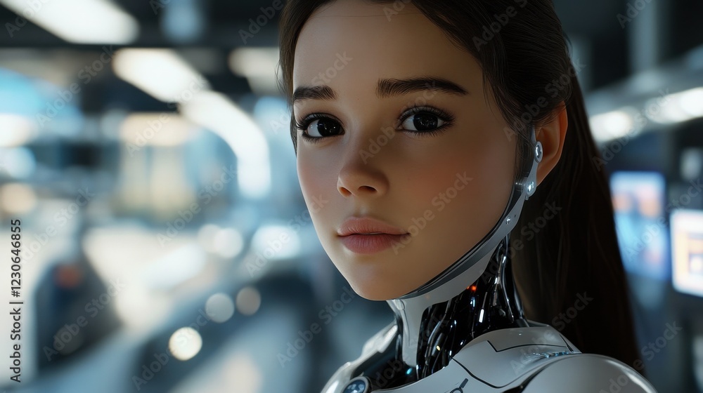 Poster an advanced stock neural network chatbot. a holographic ai chatbot assistant.