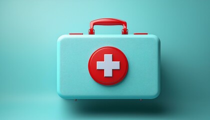 Obraz premium first aid kit on a light blue background 3d render
