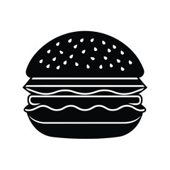 Cheeseburger, hamburger silhouette vector illustration