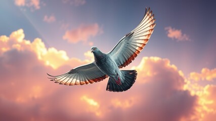 Fototapeta premium Pigeon of Peace: Epic Freedom Flight