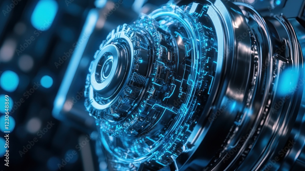 Poster futuristic tech sphere advanced mechanical design