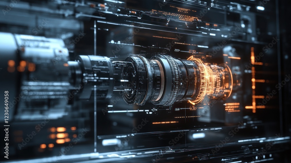 Poster Futuristic Technology Engine Display System Interface