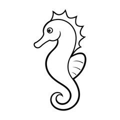 seahorse vector illustration line art on a white background