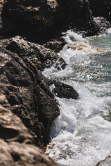 Landscape of the rocky Mediterranean coast on the Greek island of Crete