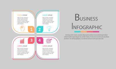 Business data timeline infographic with icons designed for abstract background. Presentation chart Vector. Template diagram, process technology digital, design for workflow layout.