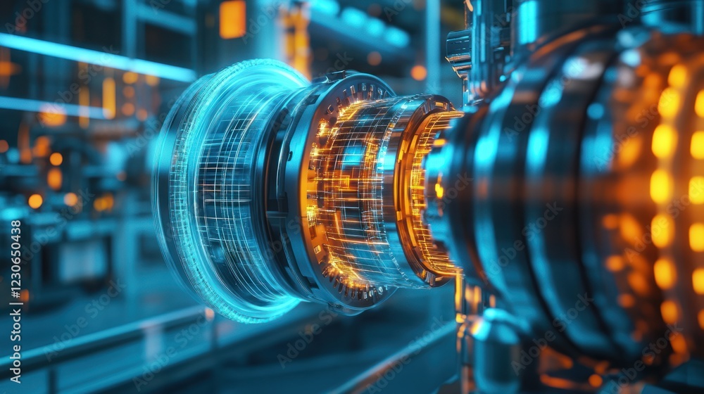 Poster futuristic machine component detailed engineering design