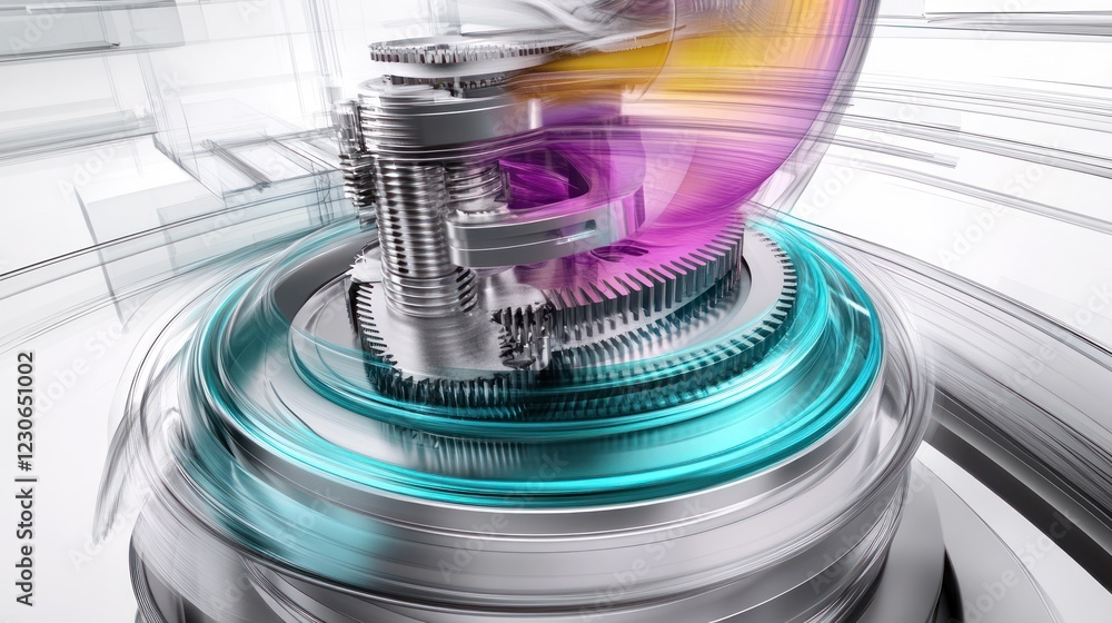 Poster Abstract Gear Mechanism Rotating In Dynamic Motion