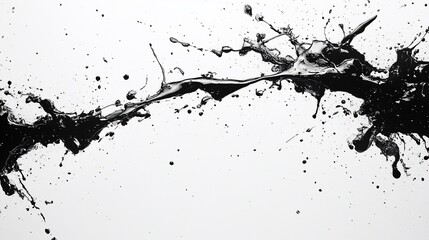 Dynamic black ink splash creating an abstract design against a clean white background