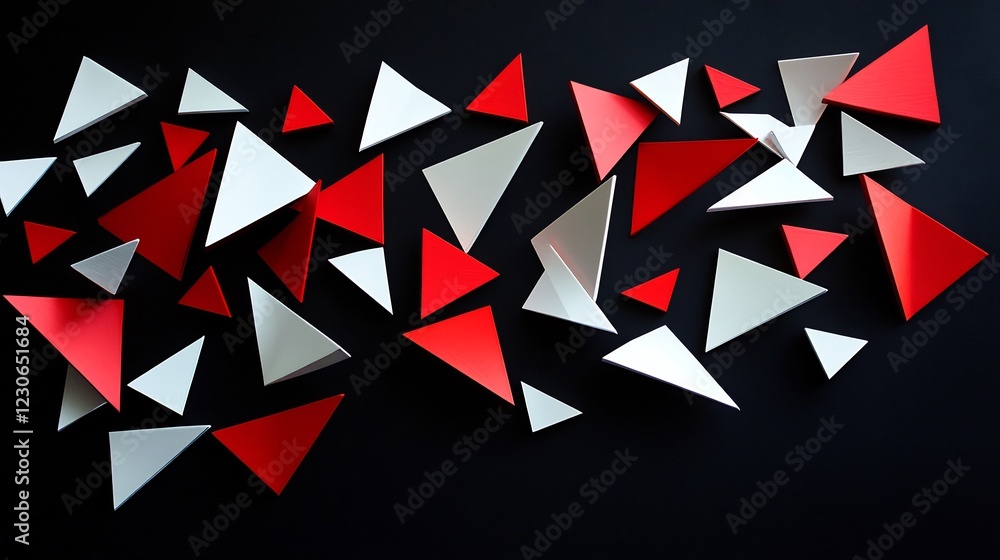 Poster abstract red and white triangle geometric shapes design background art bold color image paper style