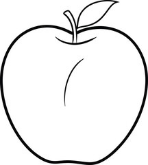 Line art apple with leaf
