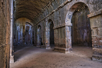Fototapeta premium the interior of ancient Roman Cisterns of Aptera in which water was stored