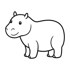 baby hippo vector illustration line art on a white background