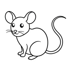 baby mouse line art vector illustration on a white background