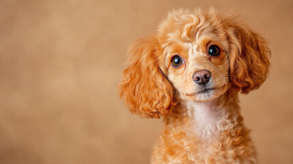 Poodle dog, A stylishly groomed poodle showcasing a fashionable haircut in high fidelity for stock image use.