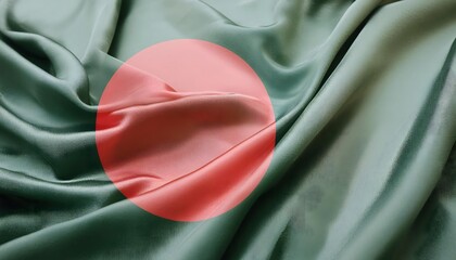 Vibrant Bangladesh flag waving with luxurious satin texture - Patriotic and cultural symbol