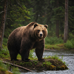 Fototapeta premium brown bear in the forest