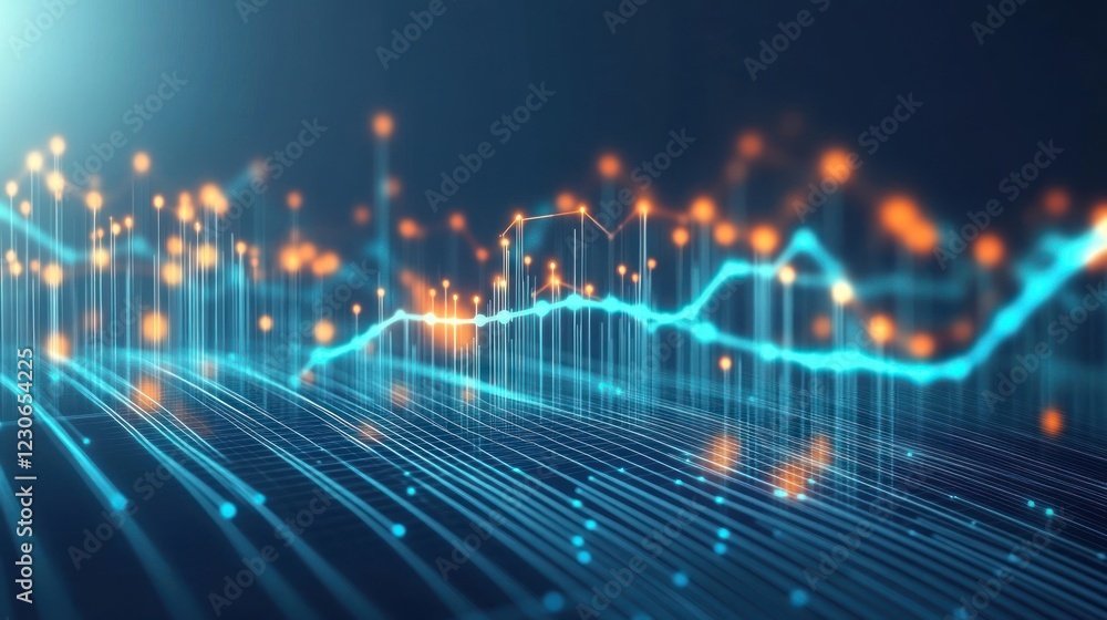 Aufkleber Abstract Digital Data Visualization Showing Growth Trends