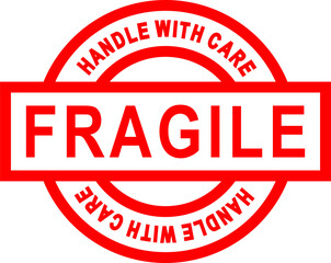 Vector Illustration of 'FRAGILE HANDLE WITH CARE' Label &ndash; Isolated Sticker Design for Shipping Packages