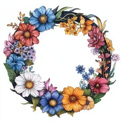 Obraz premium Vibrant Floral Wreath Art Decor