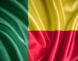 Obraz premium Vibrant Benin flag waving with luxurious satin texture - Patriotic and cultural symbol