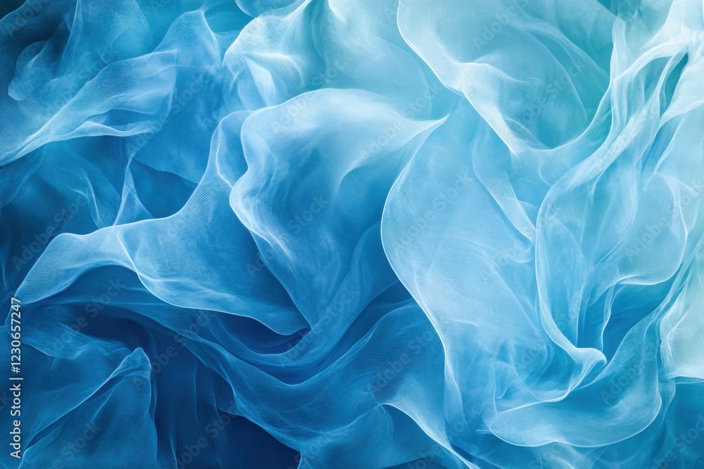 Poster a background with wavy shapes in shades of blue, creating an abstract and calming design convey tran