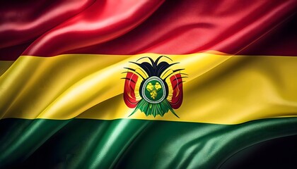Vibrant Bolivia flag waving with luxurious satin texture - Patriotic and cultural symbol
