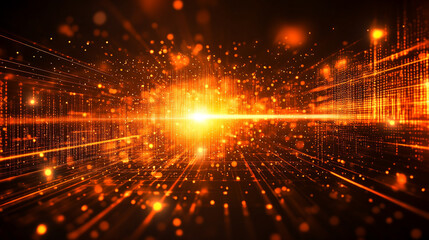 Fototapeta premium A creative binary coding texture with flowing software programming code rendered in 3D minimalistic bright light tones and blurred background with empty space for captions