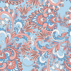 Paisley seamless vector pattern. Fabric Indian floral ornament