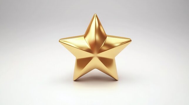 A golden five-star review symbol isolated on a white background, indicating excellence and superiority, perfect for rating systems and customer feedback graphics.