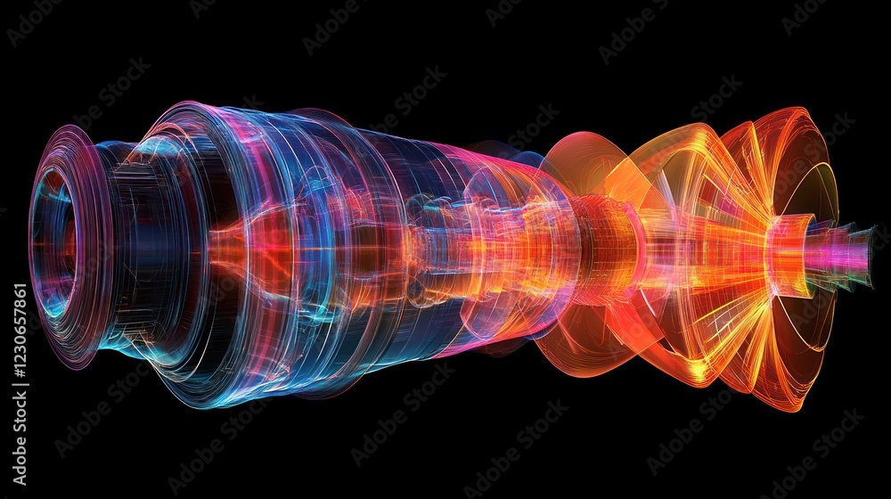 Poster Abstract Colorful Turbine Engine Design Visualization