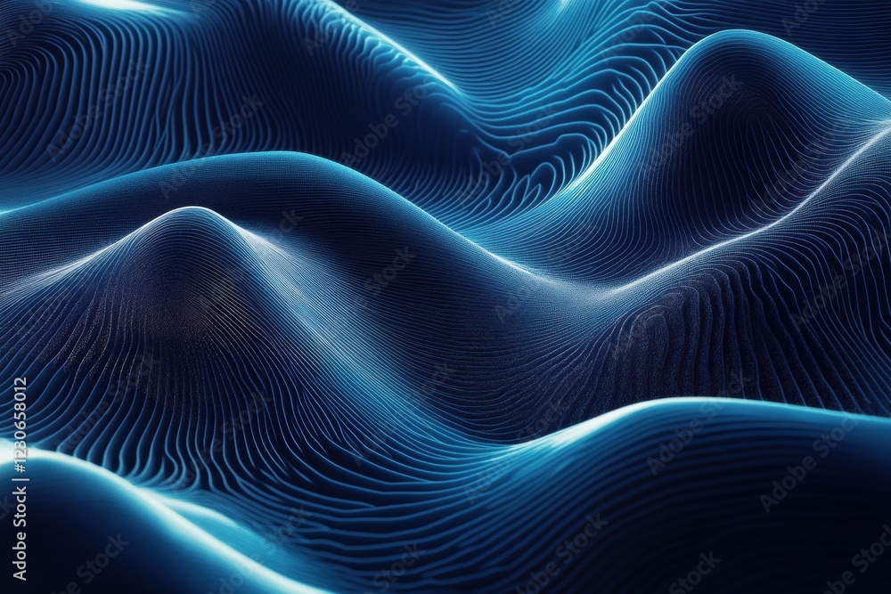 Poster abstract background with blue waves, simple shapes and gradient, illustration, simple design, simple