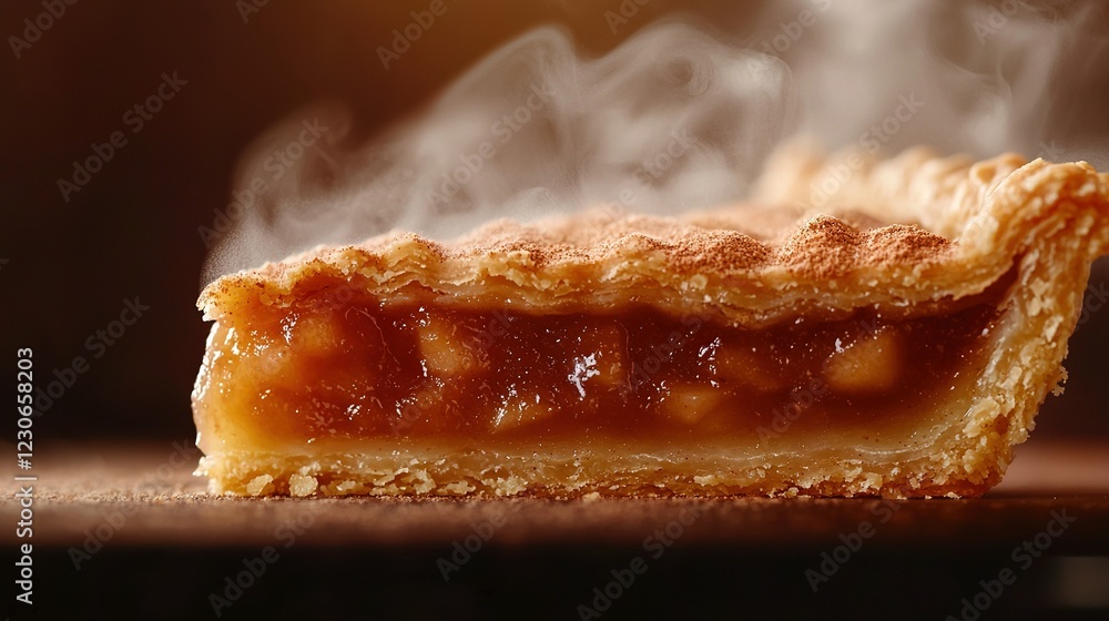 Poster close-up of steaming food with visible steam emanating from both sides of the crust