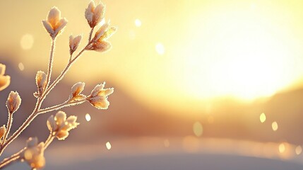 Fototapeta premium A sunset plant photo with a blurred foreground plant