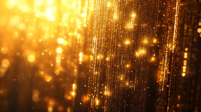 A creative binary coding texture with flowing software programming code rendered in 3D minimalistic bright light tones and blurred background with empty space for captions

